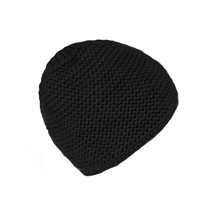 Fiebig Strickmütze Beanie Wolle uni Schwarz
