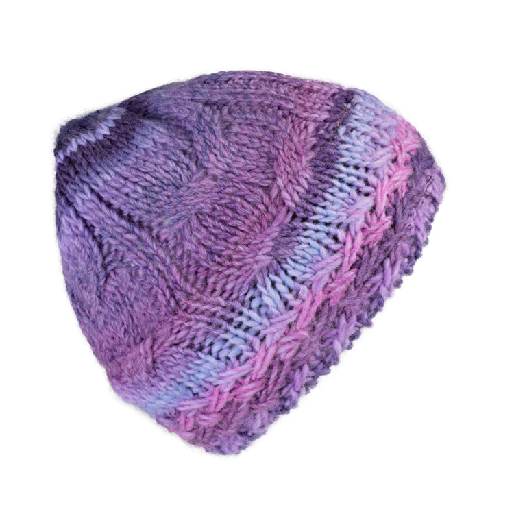 Fiebig Strickmütze Calotte Wolle melange – Violett