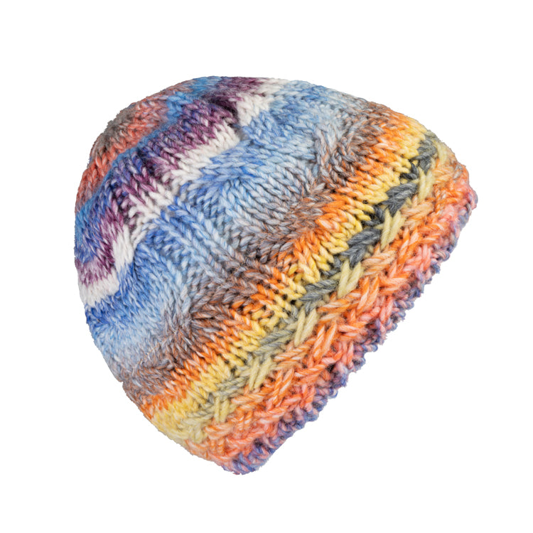 Fiebig Strickmütze Calotte Wolle melange – Bunt