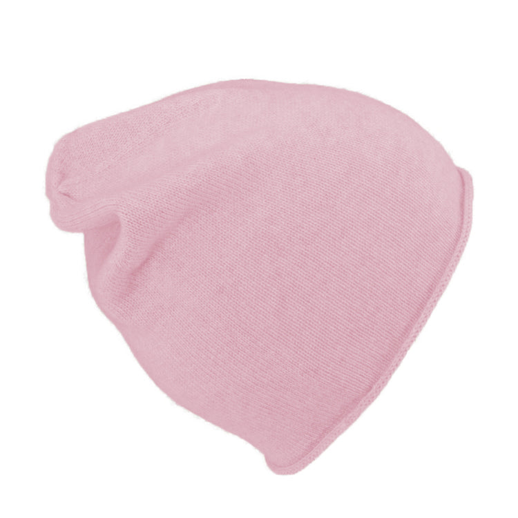 Fiebig Strick Beanie Kaschmir Rollrand uni – Rosa