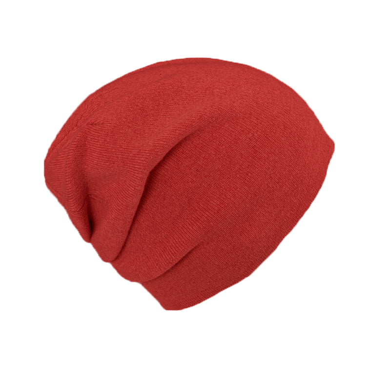 Fiebig Strick Beanie Kaschmir uni einlagig mit Raffung – Rot