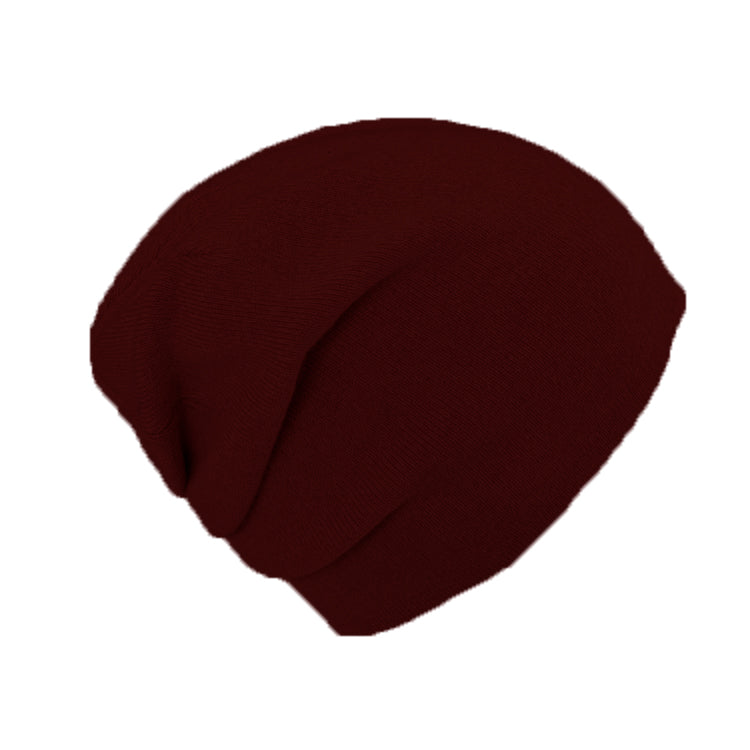 Fiebig Strick Beanie Kaschmir uni einlagig mit Raffung – Bordeaux