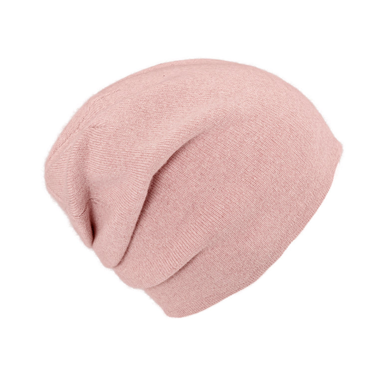 Fiebig Strick Beanie Kaschmir uni einlagig mit Raffung – Rosa
