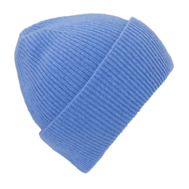 Fiebig Strickmütze Wolle Rippenstrick uni – Jeansblau