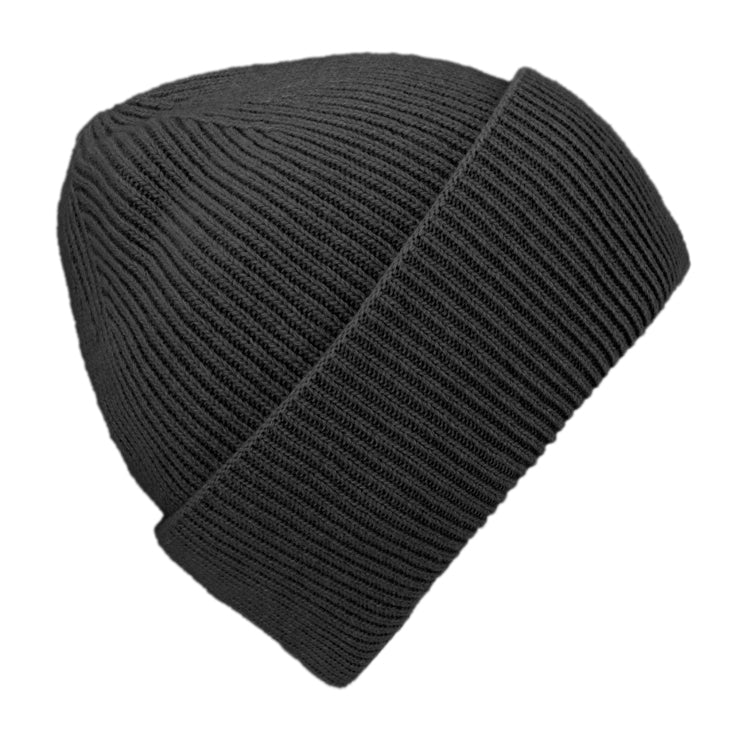 Fiebig Strickmütze Wolle Rippenstrick uni – Schwarz