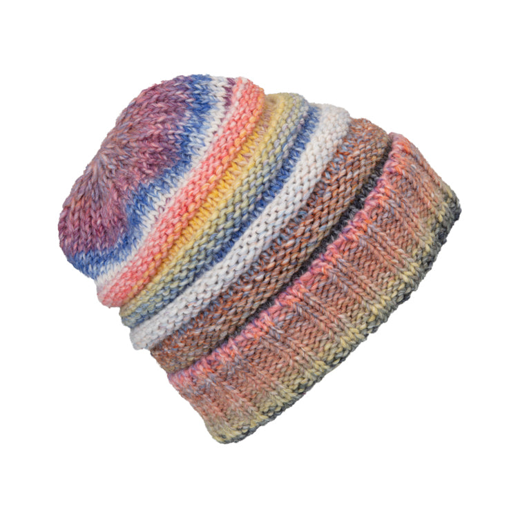 Fiebig Strickmütze mit Umschlag Wolle melange – Bunt