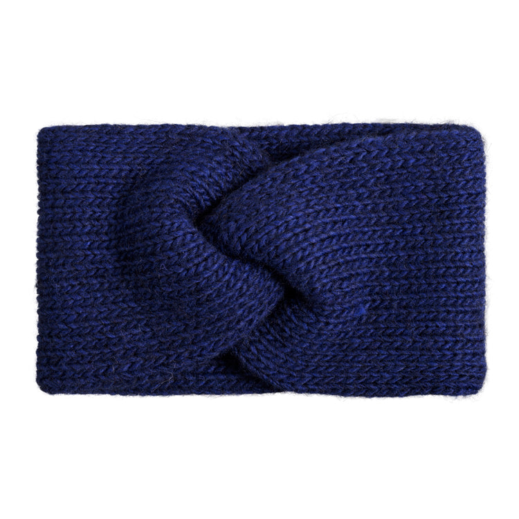 Fiebig Strickstirnband Wolle gedreht melange – Marineblau