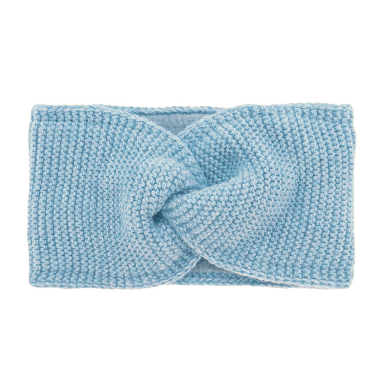 Fiebig Strickstirnband Wolle uni gedreht – Hellblau