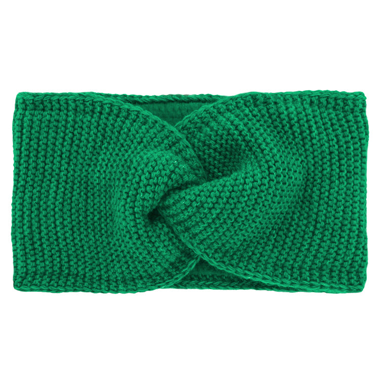 Fiebig Strickstirnband Wolle uni gedreht – Smaragd