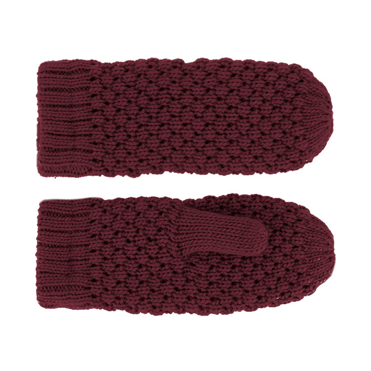 Fiebig Strickfäustlinge uni Bordeaux
