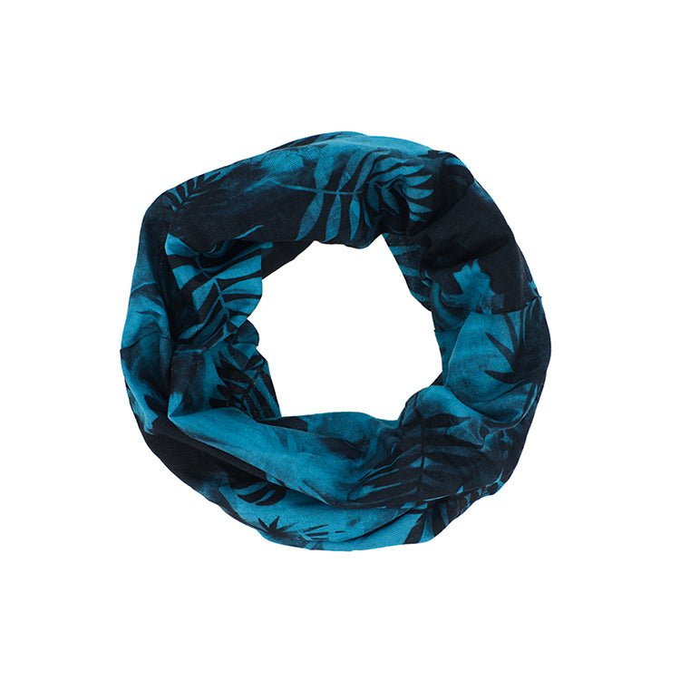 Fiebig Funktionstuch Pflanzenprint – Petrolblau