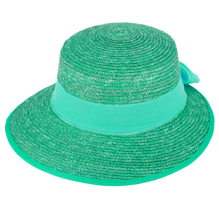 Fiebig Strohhut Schute Bortenstroh uni textiles Band UV-Schutz Smaragd