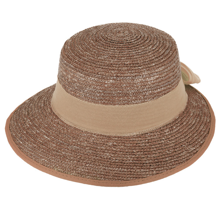 Fiebig Strohhut Schute Bortenstroh uni textiles Band UV-Schutz Taupe