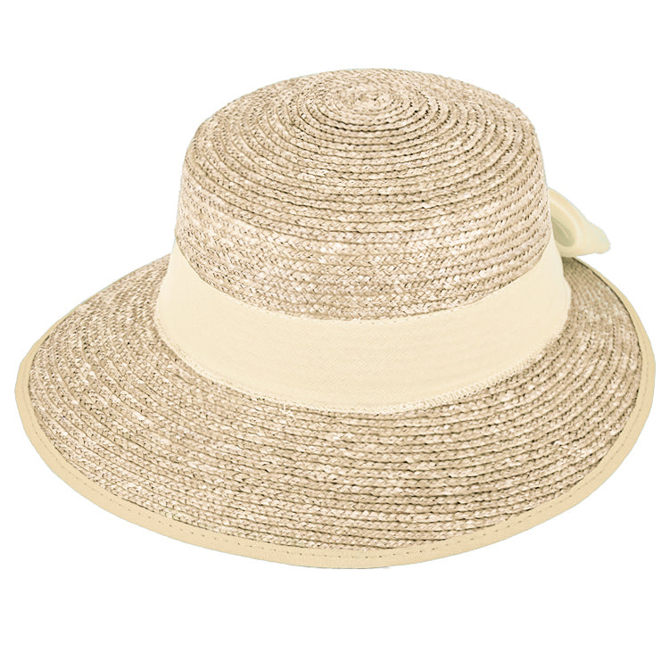 Fiebig Strohhut Schute Bortenstroh uni textiles Band UV-Schutz Natur