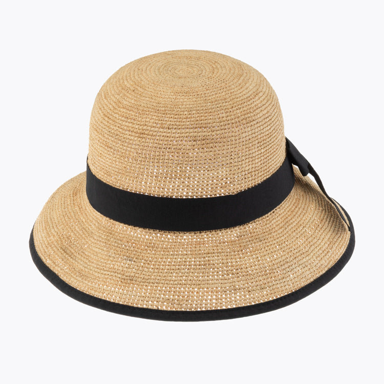 Fiebig Strohhut Glocke Raffia Crochet mit Einfass Natur