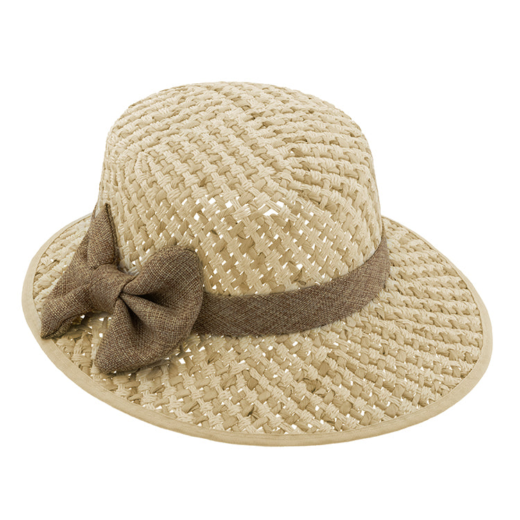 Fiebig Papier Kappe 2farbig melange mit Schleife seitlich Beige