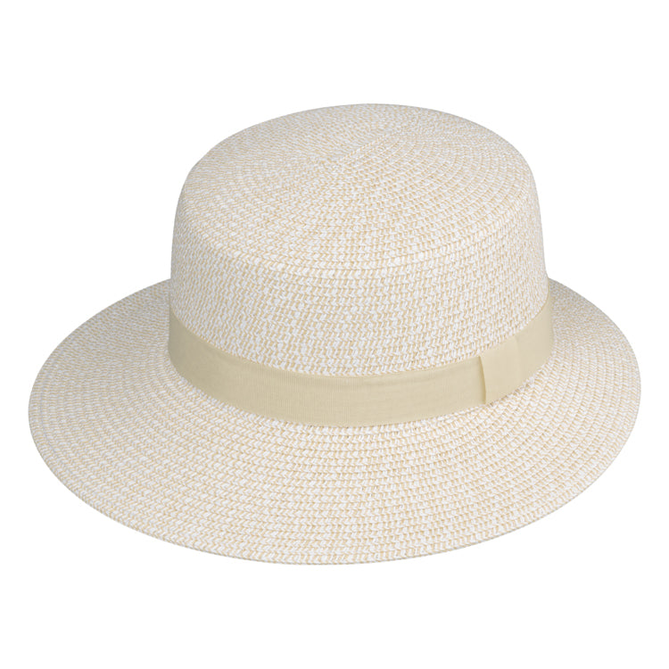 Fiebig Papierhut Schute melange mit passendem Band Beige