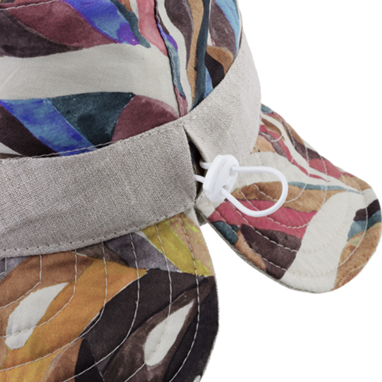 Fiebig Stoffhut Leinen gemustert Band uni Beige – Detailansicht