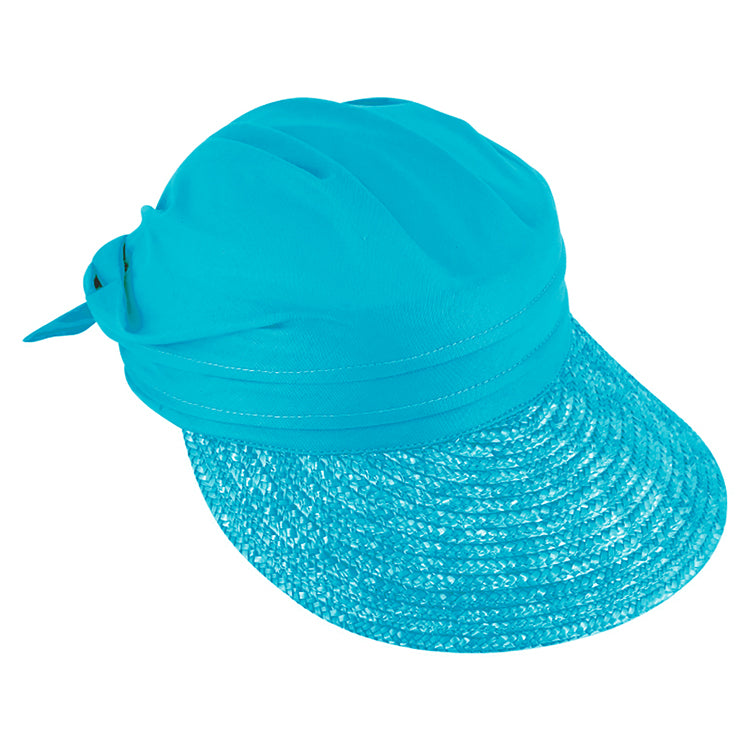 Fiebig Visor Stroh mit Stoffkrone – Aquablau