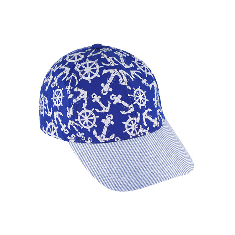 Fiebig Baseballcap Ankermuster gestreiftes Schild Royalblau