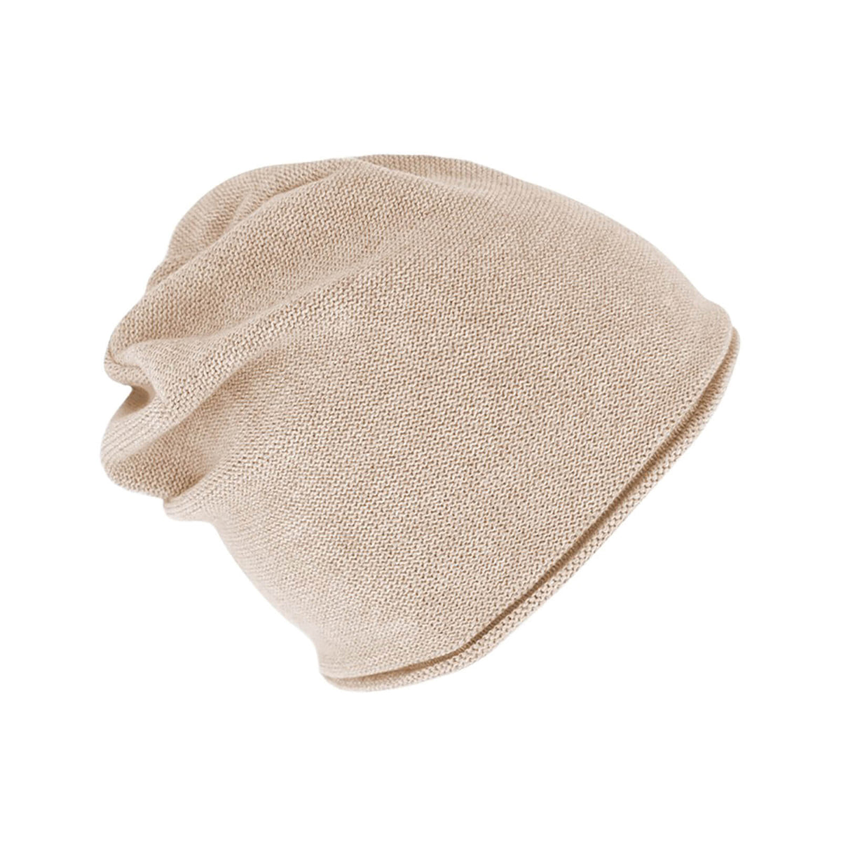 Fiebig Strickmütze Beanie Baumwolle uni mit Rollrand GOTS