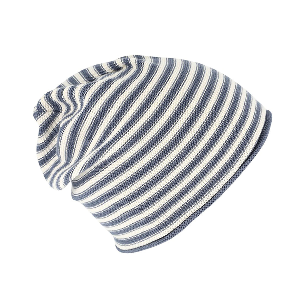 Fiebig Strickmütze Beanie Baumwolle gestreift mit Rollrand GOTS