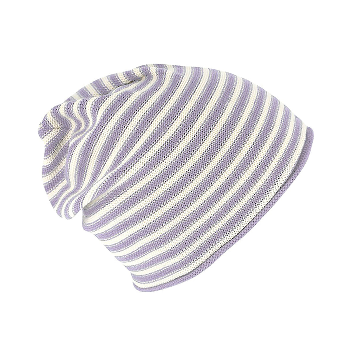 Fiebig Strickmütze Beanie Baumwolle gestreift mit Rollrand GOTS