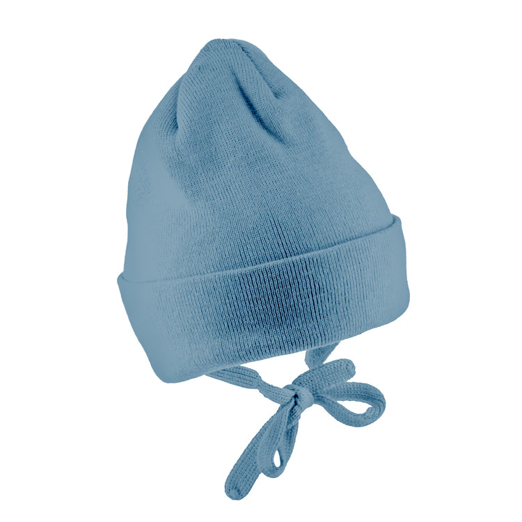 Fiebig Strickmütze Baumwolle uni mit Band Jeansblau