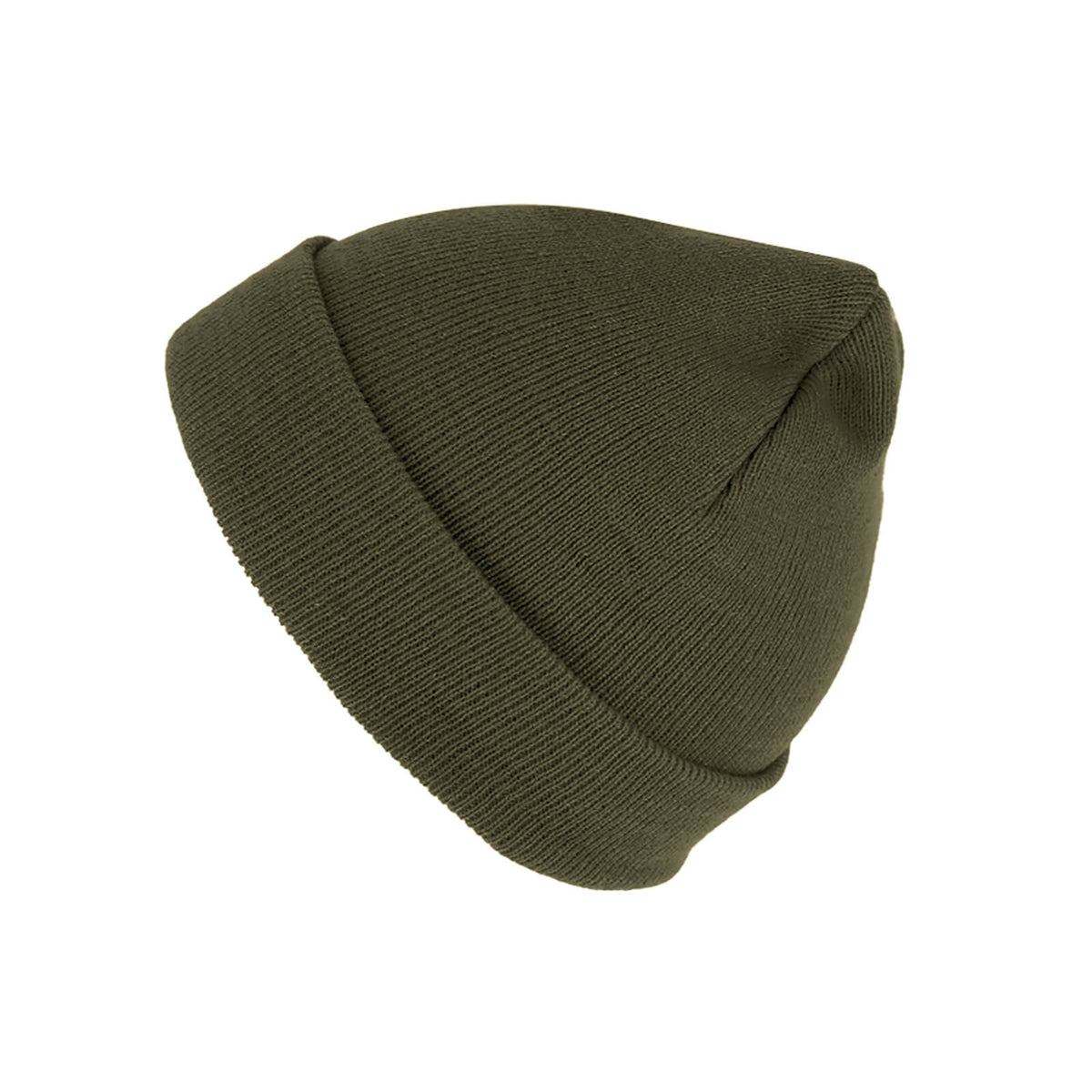 Fiebig Strickmütze Beanie mit Umschlag uni Oliv