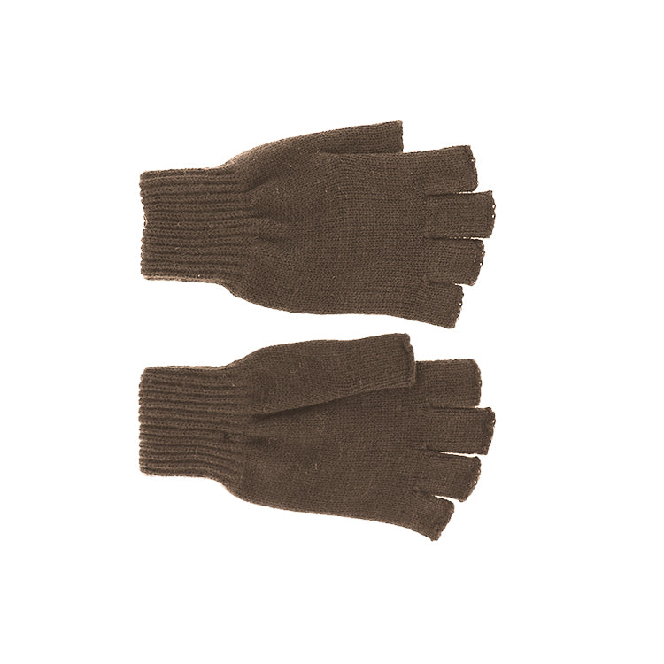 Fiebig Strickhandschuhe uni ohne Fingerspitzen Braun