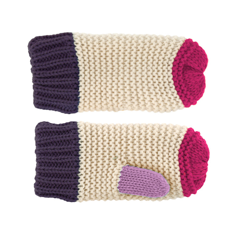 Fiebig Strickfäustlinge vierfarbig mit Daumen Pink
