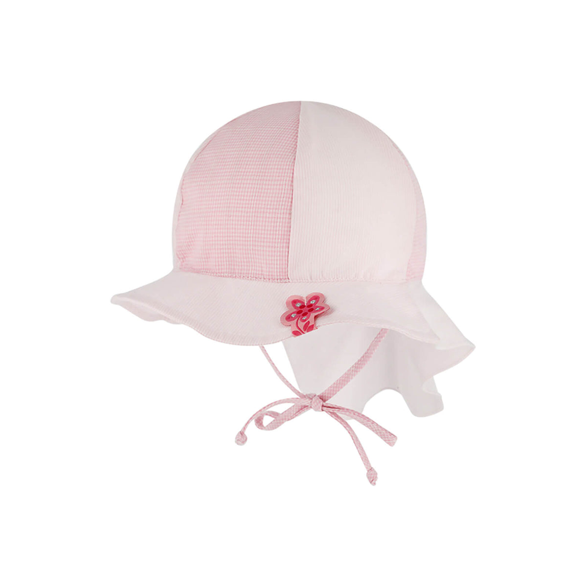 Fiebig Stoffhut 6-Panel kariert mit Nackenschutz und Band Rosa