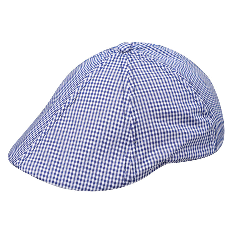 Fiebig Flatcap 6-Panel kariert Marineblau – Gesamtansicht