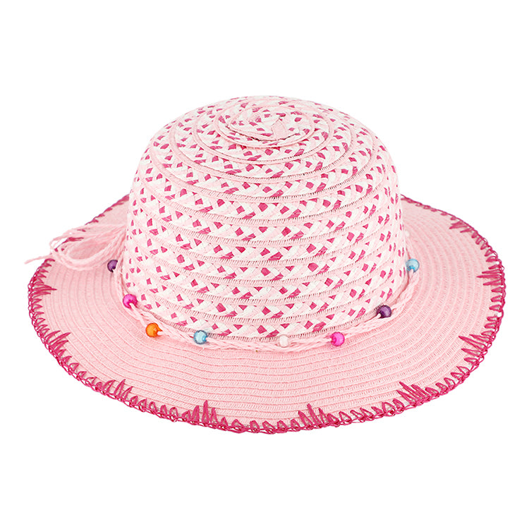 Fiebig Stoffhut Glocke Perlenband Rosa