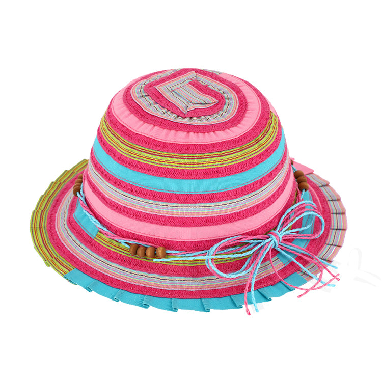 Fiebig Papierhut Glocke gestreift Perlenband Pink