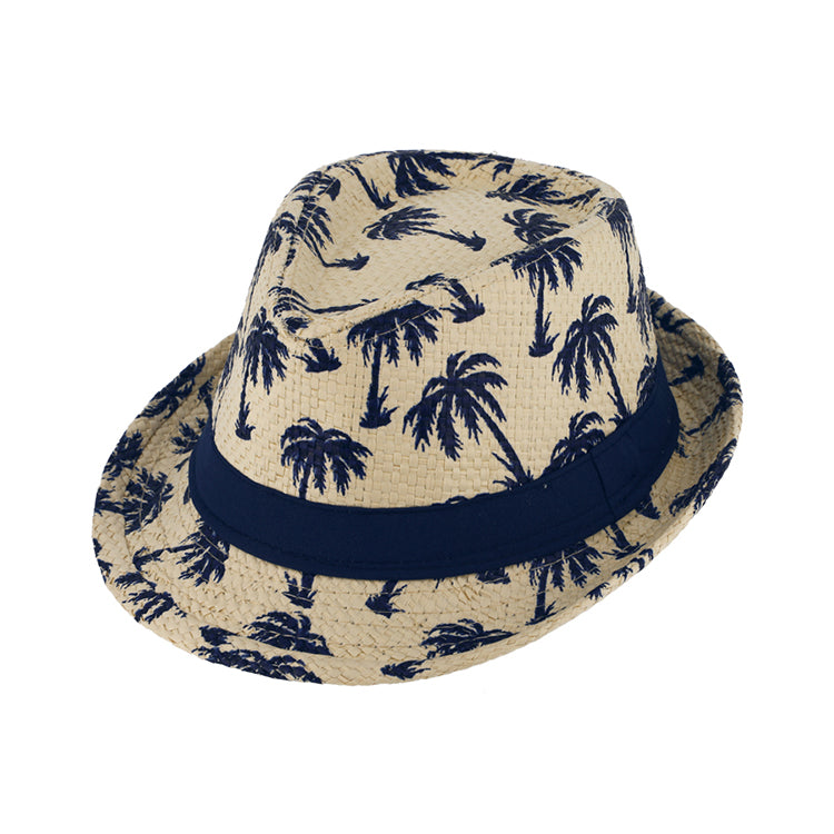 Fiebig Papierhut Trilby Palmenprint Natur