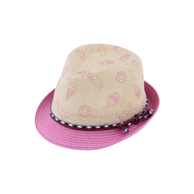 Fiebig Papierhut Trilby zweifarbig mit Print Pink