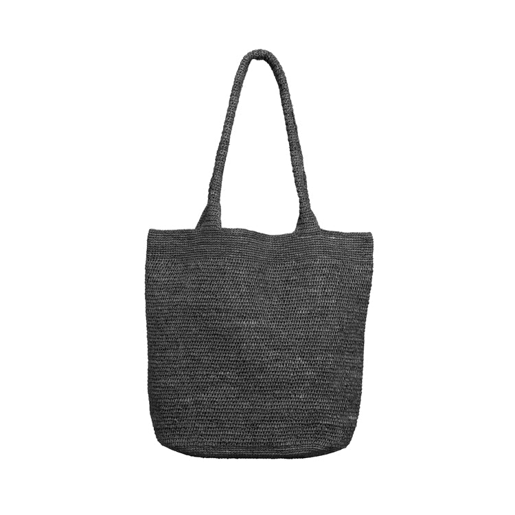 Fiebig Tasche Raffiastroh melange mit Innentasche und Knopf – Anthrazit