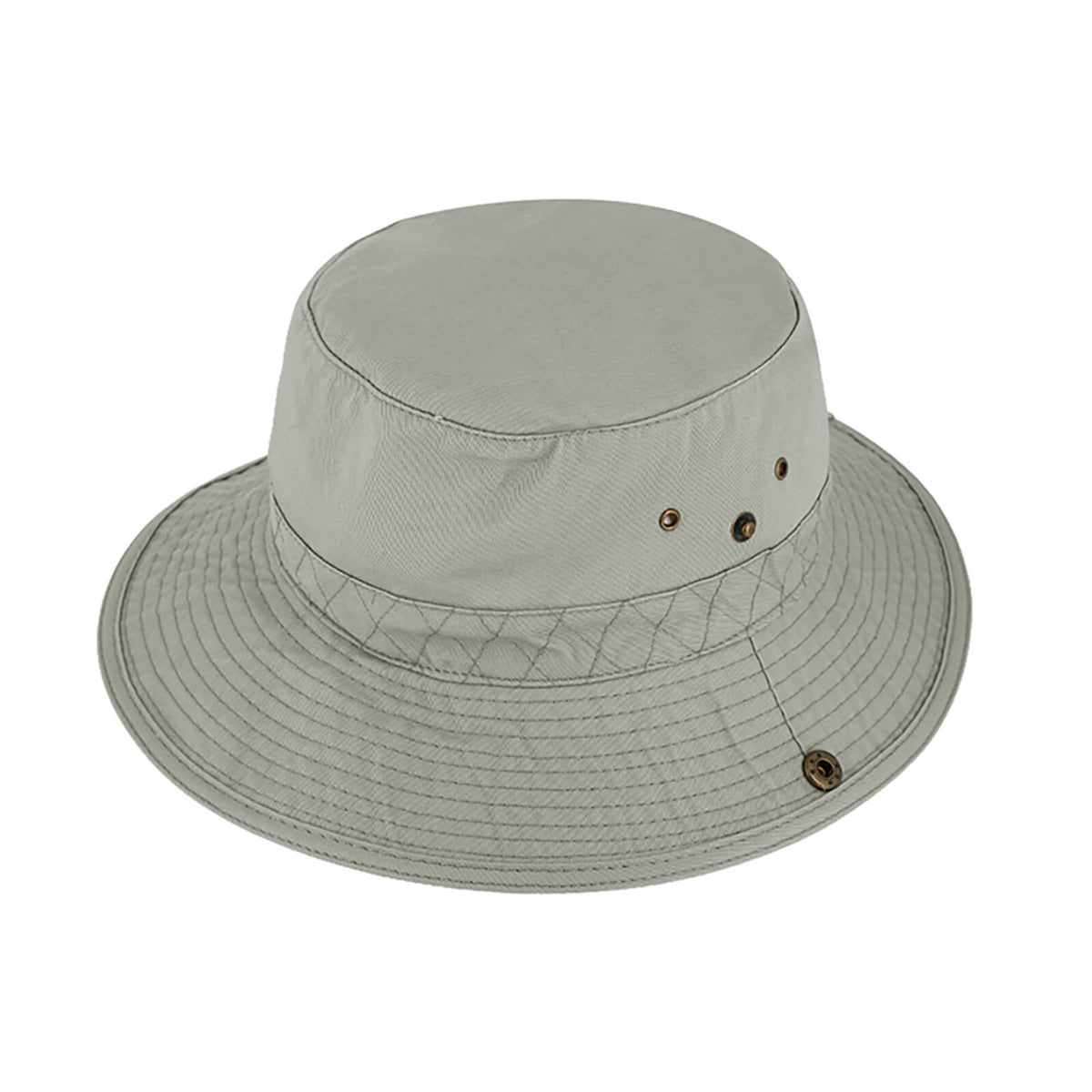 Fiebig Stoffhut Baumwolle uni mit Druckknopf und Kinnband Khaki