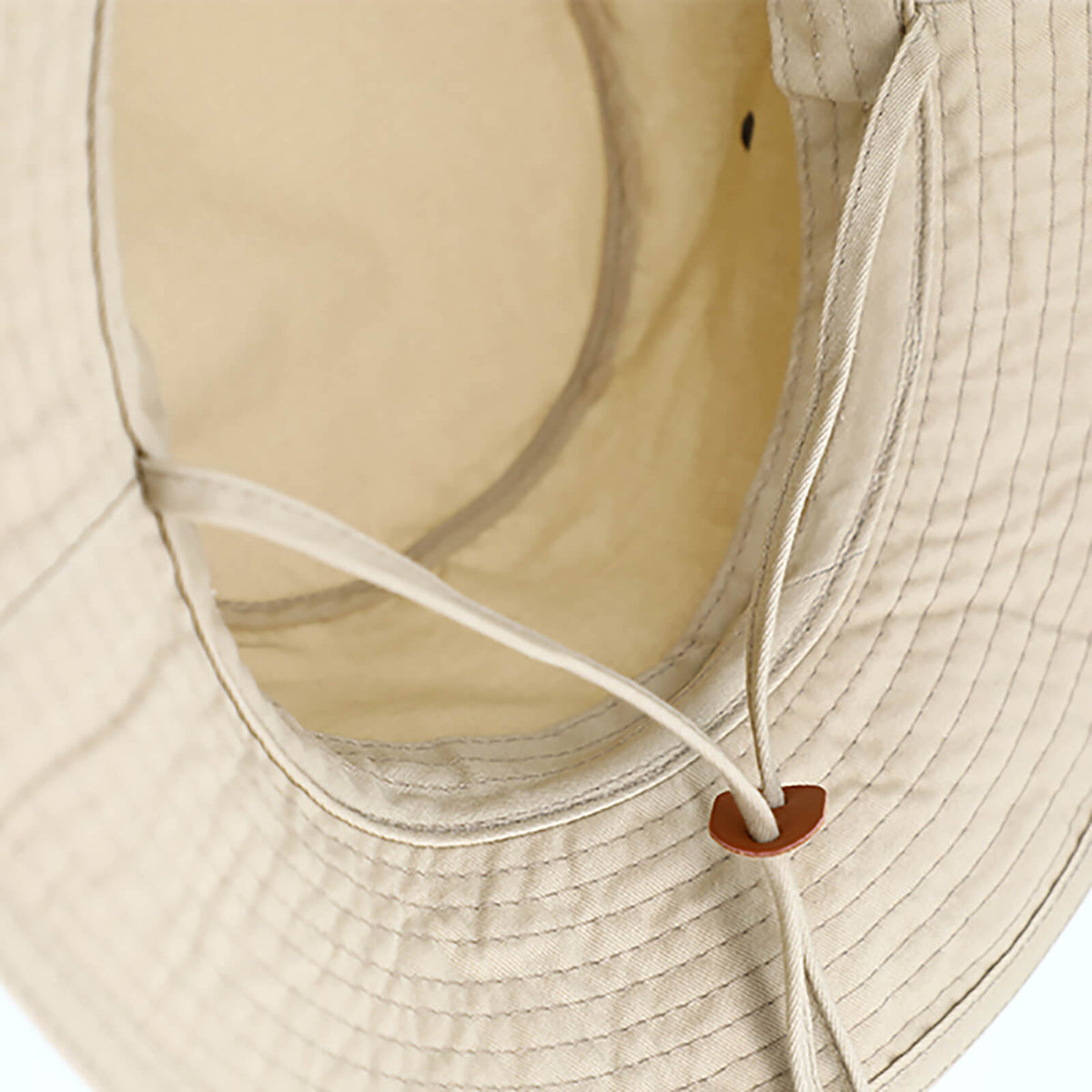 Fiebig Stoffhut Baumwolle uni mit Druckknopf und Kinnband Beige
