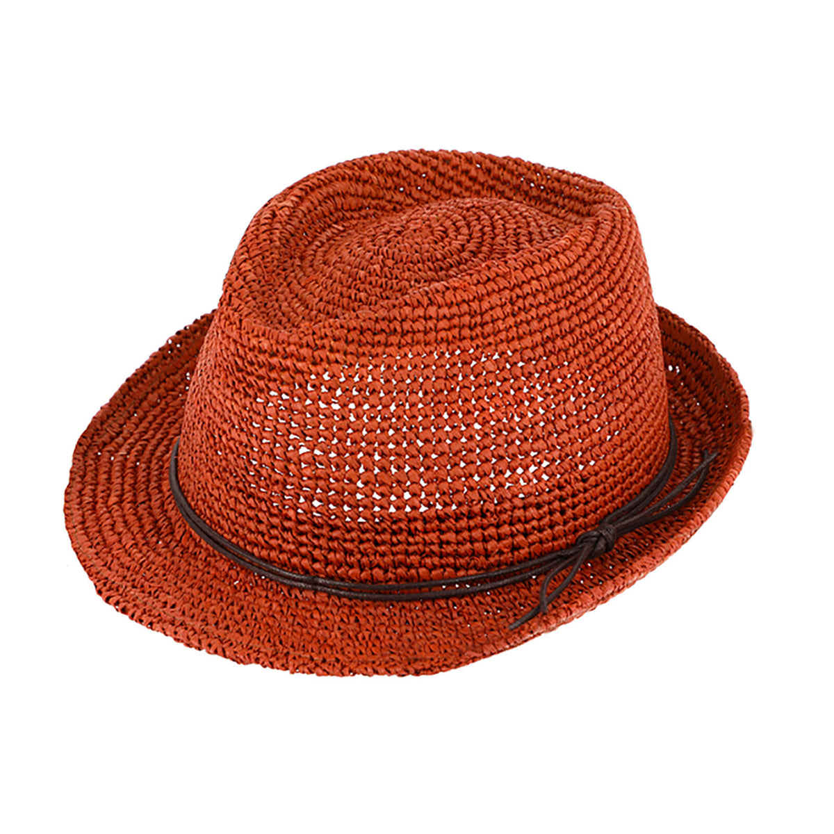 Fiebig Strohhut Trilby Raffia Crochet Zimt