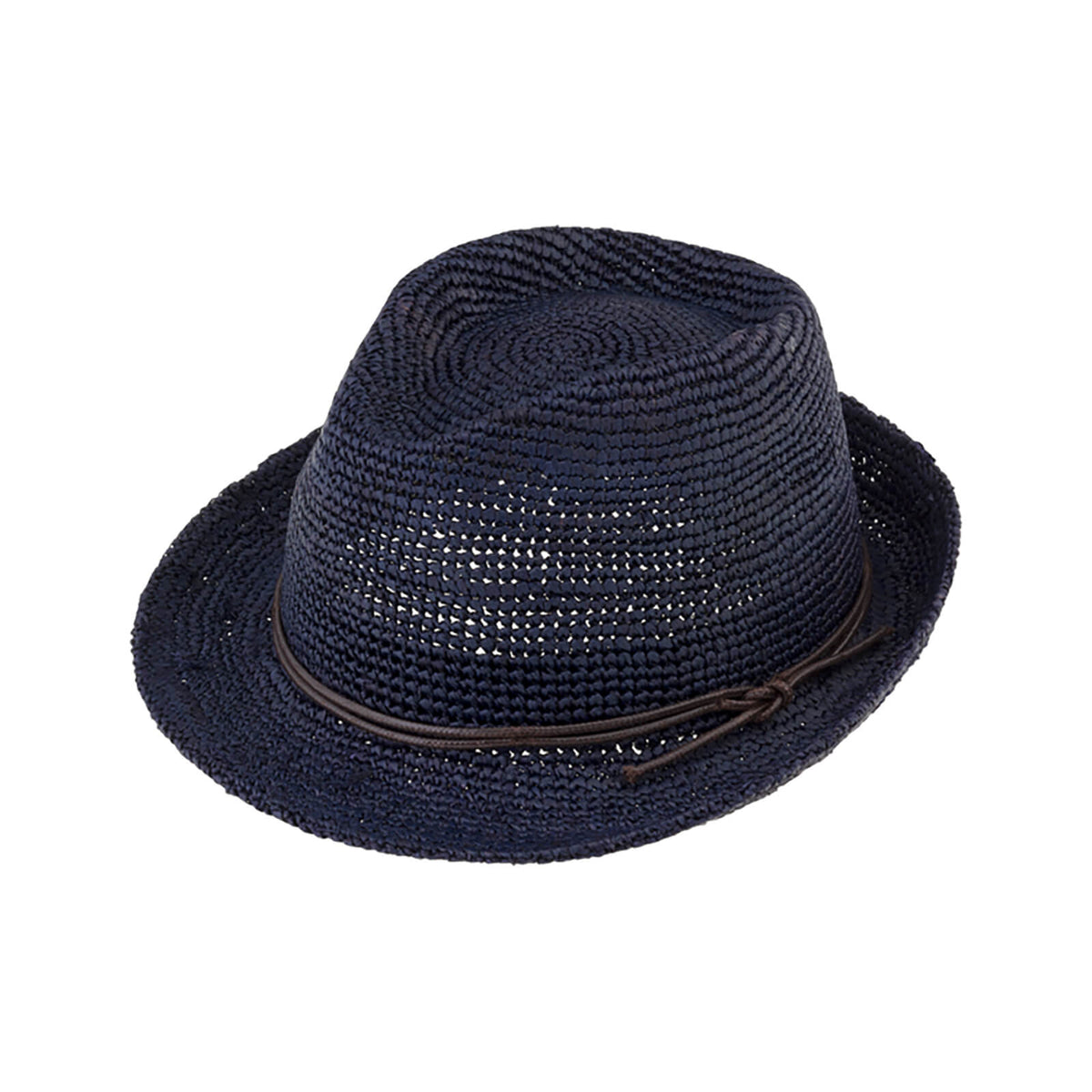 Fiebig Strohhut Trilby Raffia-Crochet Marineblau