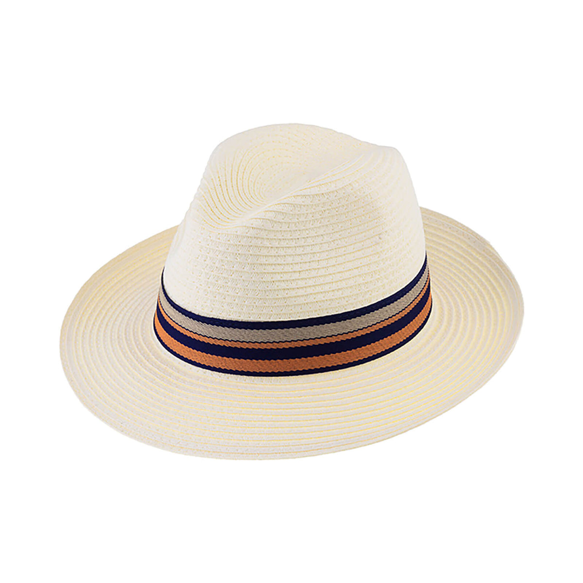 Fiebig Papierhut Fedora mit gestreiftem Ripsband Natur