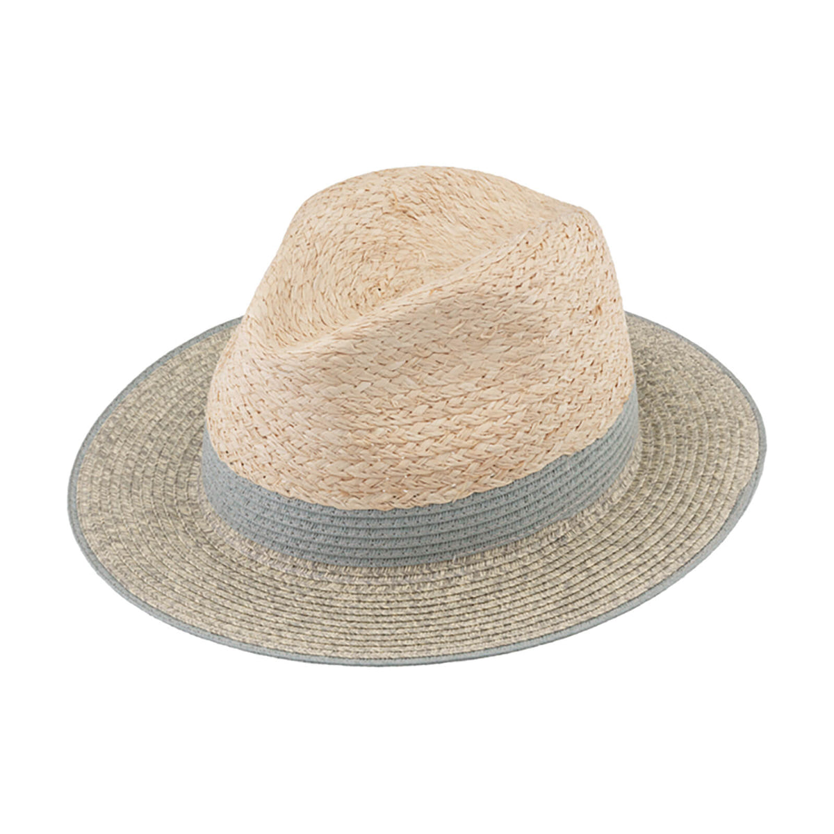 Fiebig Papierhut Traveller melange mit Krone in Raffia Hellgrau