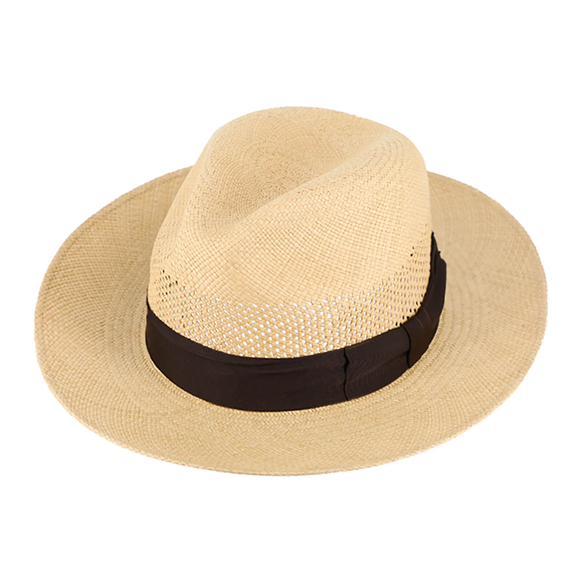 Fiebig Panamahut Fedora mit Lochflechtung in Krone Natur