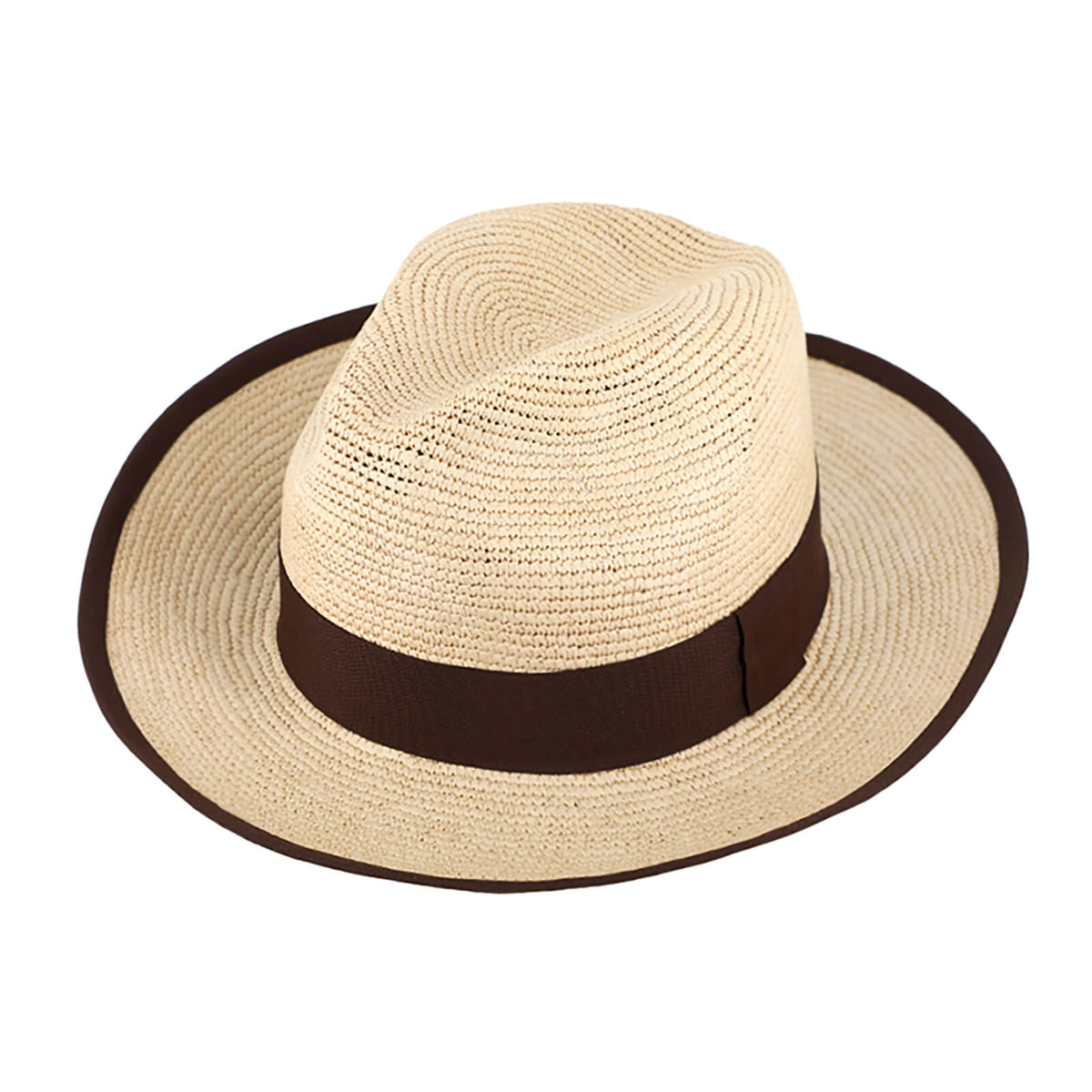 Fiebig Panamahut Fedora Crochet mit gleichfarbigem Einfass und Ripsband Natur