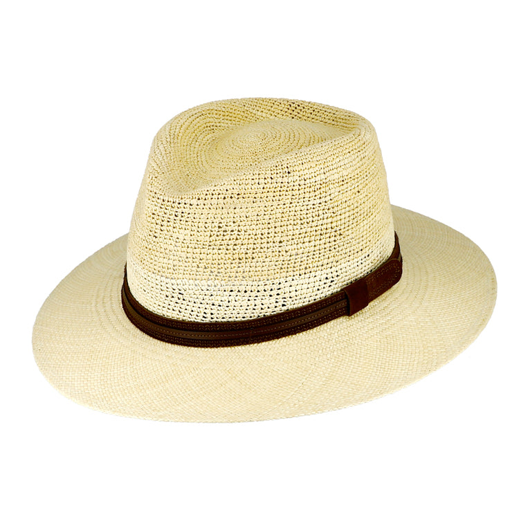 Fiebig Panamahut Traveller Crochet mit Lederband Natur