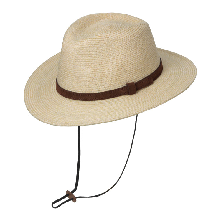 Fiebig Papierhut Traveller mit PU-Lederband verstellbares Kinnband Natur
