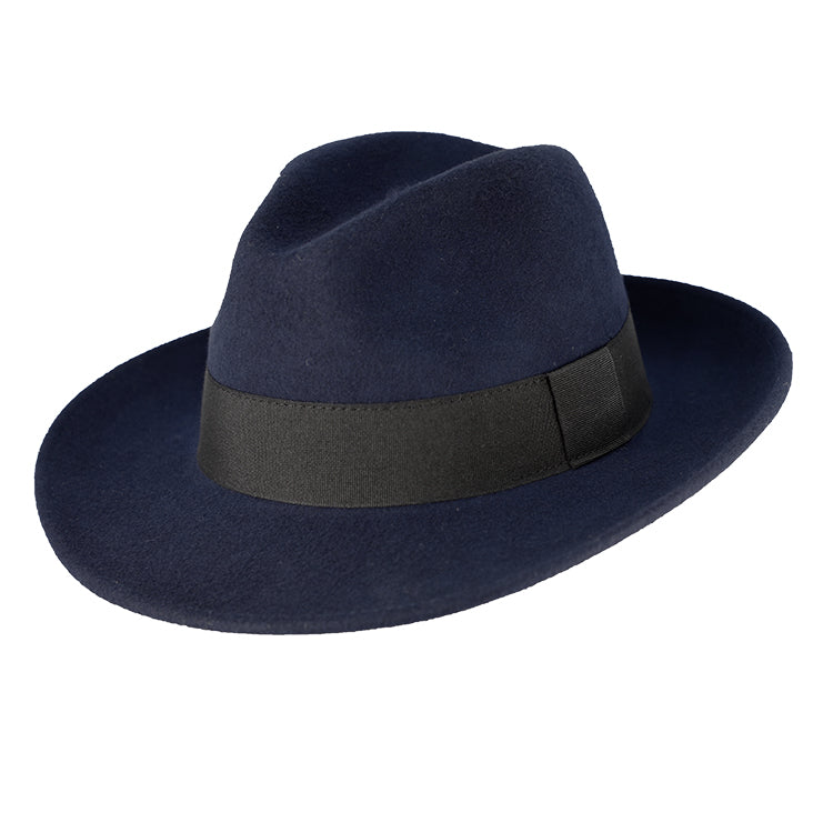 Fiebig Wollfilzhut Fedora waterproof und crushable Marineblau – Produktansicht