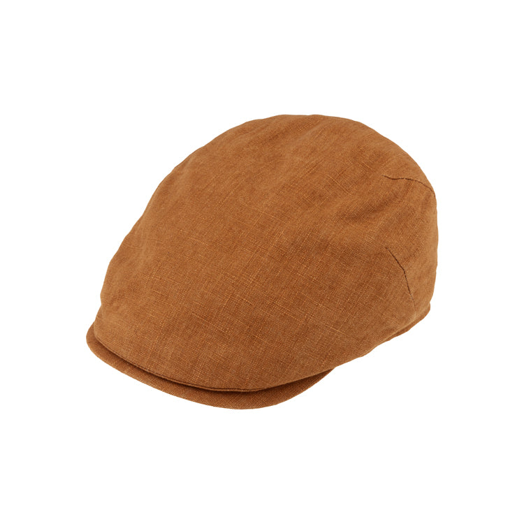 Fiebig Flatcap Leinen mit Steg UV-Schutz uni Zimt – Gesamtansicht